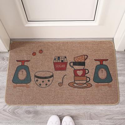 China Household multifunctional residential anti fatigue linen washable customized printed non slip washable floor kitchen mat for sale