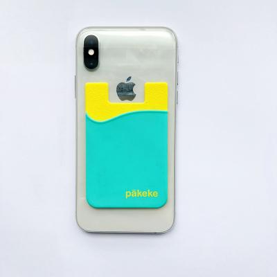 China Eco - Friendly Custom Silicone Smart Phone Wallets 2 Colors Pocket for sale