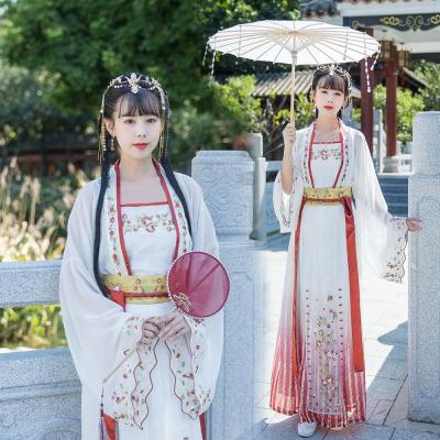 China Han Dynasty Embroidery Gradient Color Adult Ancient Chinese Summer Clothing Hanfu Chinese Traditional Women Dress for sale