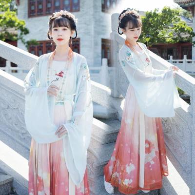 China Han Dynasty Embroidery Gradient Color Summer Hanfu Traditional Chinese Adult Chinese National Dresses Costume For Women for sale