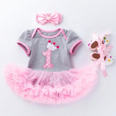 China New Fashion Summer Soft Wholesale Cotton Short Sleeve 100% Custom Baby Romper Sets Kids Girls Dress for sale