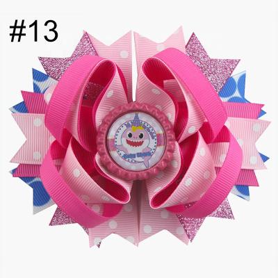 China Polyester Amazon Bow Hairpin Princess Baby Hair Clip Large Hot Selling Beauty Cartoon Shark Children Wholesale Hair Accessories for sale