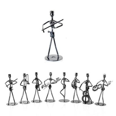 China Europe 8 Pieces Set Metal Craft Creative Home Decorations Iron Metal Music Man Desktop Model for sale