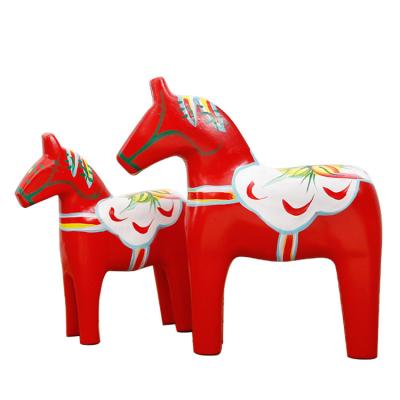 China Nordic Swedish Europe Dala Wooden Red Horse for Wedding Decorations 2pcs/set for sale