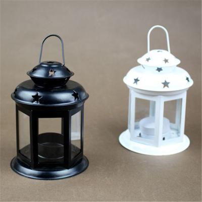 China Metal Home Portable Candle Holder Lantern Decoration Lamp Horse Light Wind Lantern Hanging Iron Candlestick for sale