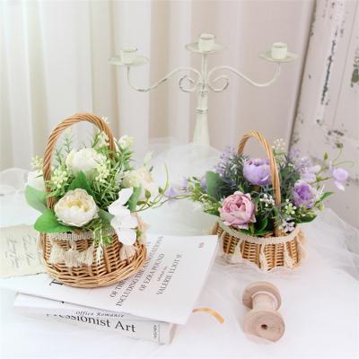 China Decoration Northern Europe Style Office Home Wedding Artificial Handmade Garden Flower Basket Decorations for sale