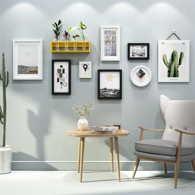 China 9 Pieces Wall Art Gallery Combined Decorative White Black Wall Modern Picture Frame Set Creative for sale