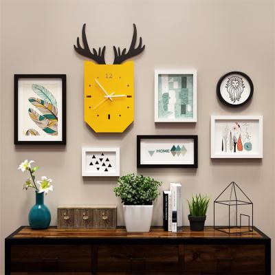 China Creative 7 Pieces Northern European Style Wall Art Gallery Combined Decorative Wall Modern Picture Frame Set for sale