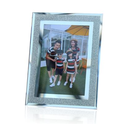 China Crystal Hot Decorative Picture Frame, Photo Holder Glass Mirror with Glitter Crystal Boarder. Use position with enclosed easel or hang for sale