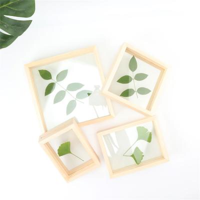 China OEM Solid Wood Wood Picture Frame With Glass Double Sided Artwork Pressed Flower Display Frame Eco Wood Photo Frame For Desk And Wall Mount for sale