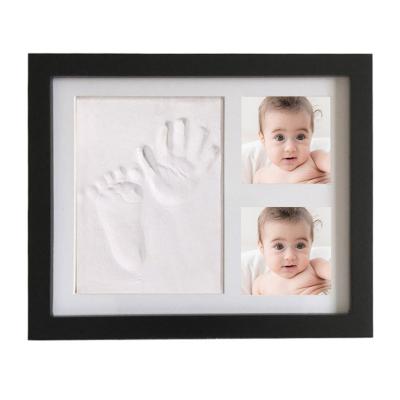 China Amazon Hot Sale Baby Handprint Footprint Photo Frame Kit Newborn Handprint and Footprint Kit (Date and Name Stamp) Clay Hand Print Picture Frame for Best New mom newborn gift for sale