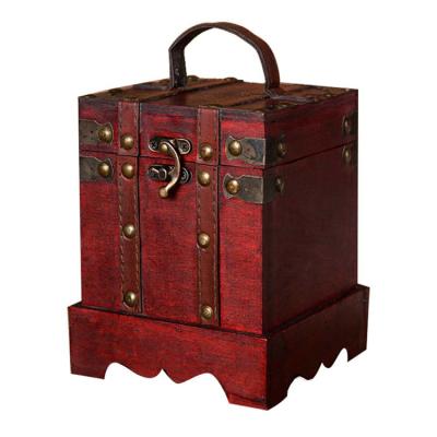 China Fashion Retro Style Handmade Luxury Portable Jewelry Wooden Box With Drawer for sale