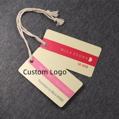 China Sustainable Garment Hang Tags Luxury Coated Art Custom Paper Clothing Tag With String Hang Tag Customize Clothing Hang Tag for sale