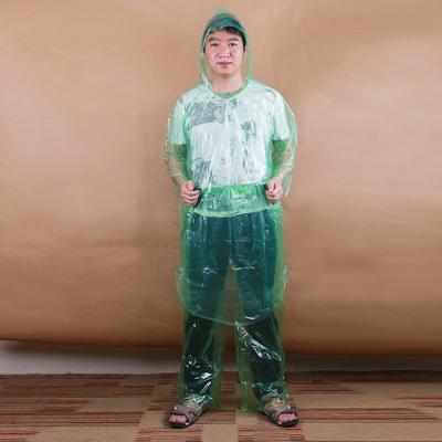 China Disposable Cheap PE Plastic Raincoat Suits With Pants for sale