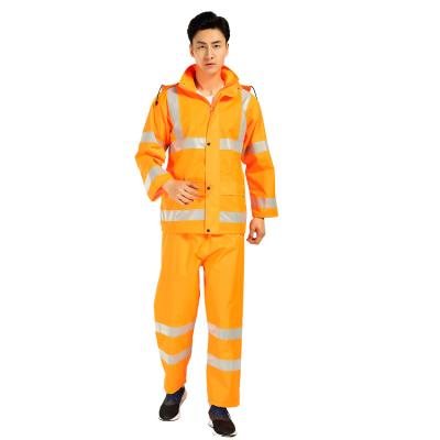 China Wholesale Oxford Polyester Military And Police Raincoat Jacket Orange Waterproof With Reflective Tape for sale