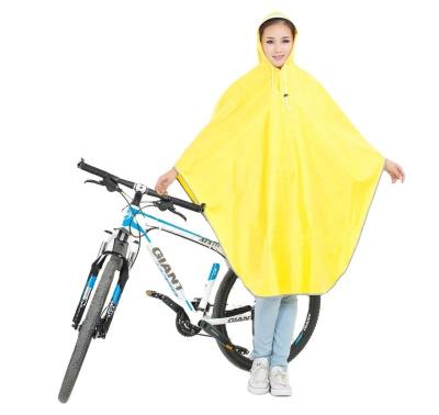 China Bachelor's Rainwear Polyester Rain Poncho For Bicycle In Red Color With Reflective Stripe for sale