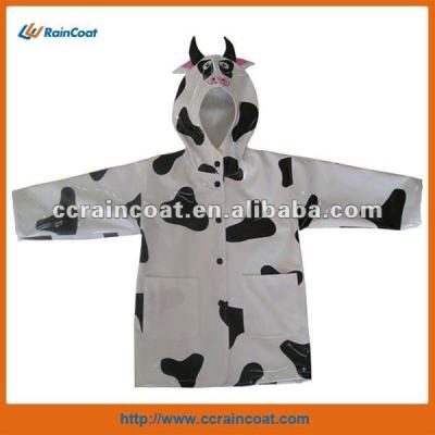 China Durable Kids PU Raincoat With Cow Print for sale