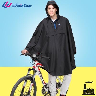 China 210T Polyester Polyester With PU Coated Hooded Black Bike Poncho Raincoat for sale