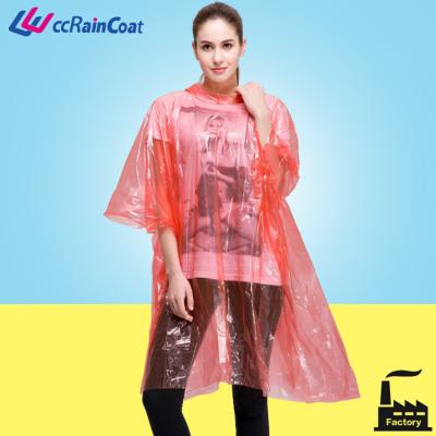 China PE one time use pe rain poncho coat for sale