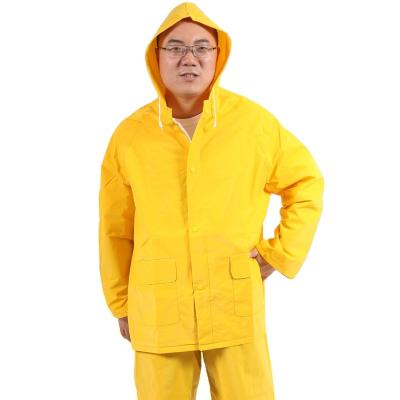 China Cheap Single Person Rain Suit Raincoat Yellow PVC-Polyester Raincoat for sale