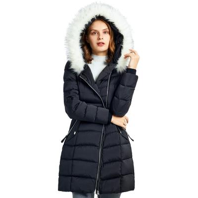 China Wholesale Anti-wrinkle Winter Jacket Lady Long Duck Down Logo Coat With Real Furmen for sale