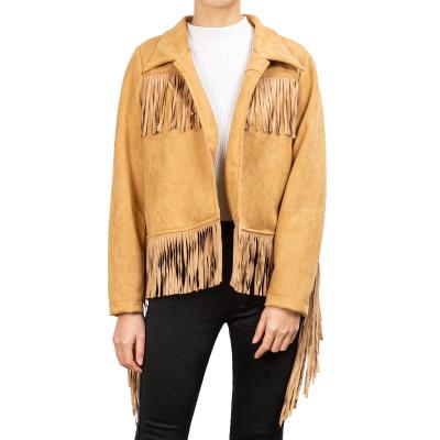 China Waterproof Custom Made Suede Fringe Ladies Jacket Fashionable Thin Bubble Coat for sale