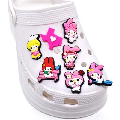 China Kawaii Washable Cartoon Kuromi Melody Design Kids Clog Shoe Cute Charms for sale