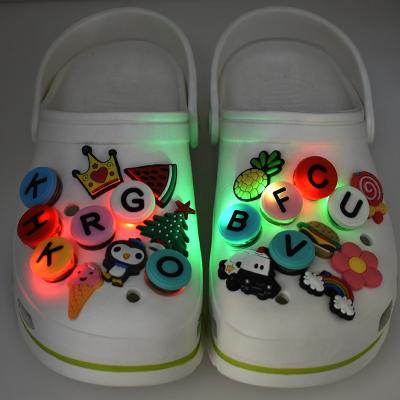 China LED Running LED Light Up Design PVC Rubber Flashing Shoe Charms Accessories Buckles For Clog Shoes for sale