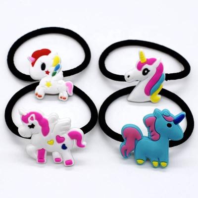 China With Cartoon Charms Teen Girls Black Elastic Hair Ties With Bear/Heart/Horse Charms for sale