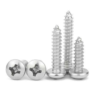 China Industry manufacturer wholesale 304 stainless steel general head self tapping screw cross wood screwM2-M8 round accessories for sale