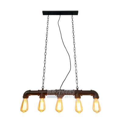 China Rusty Metal Lamp Loft Edison Bulb Wrought Iron Water Pipe Residential Indoor Creative Industrial Pendant Light for sale