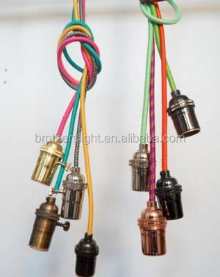 China Brass All Color Custom Light Bulb Edison Lamp Modern Industrial Pendant Lighting Bare Chandelier Hardwired Or Plug In Antique Vintage Rope for sale