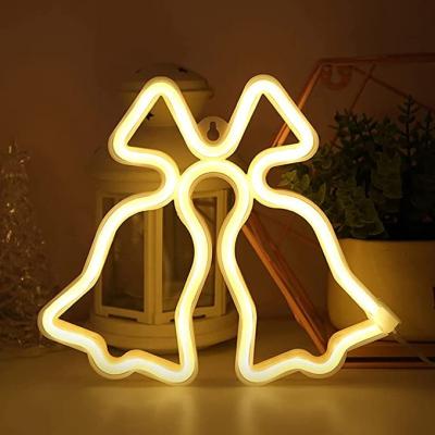 China Christmas Modern Neon Sign Battery&USB Powered Bell Shape Neon Light for sale