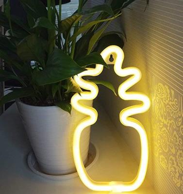 China 2021 Creative USB Battery Decoration Modern Kid's Room Pineapple Bedroom Bedside Gift Dual Function Neon Lamp for sale