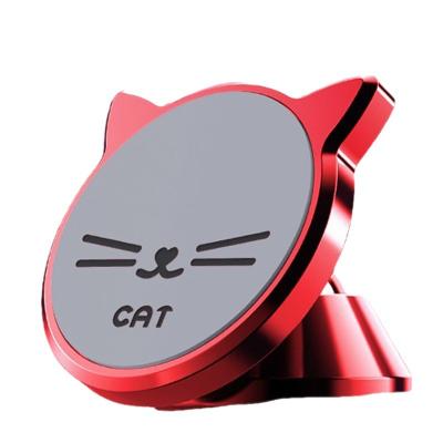 China Adjustable Multifunctional Lucky Magnetic Suction Mobile Phone Car Metal Mobile Phone Rotating Bracket Cat Cartoon Cat Navigation Bracket for sale