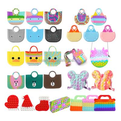 China Popular Eco-friendly Decompression Amazon School Purse Decompression Puzzle Push Bubble Popper Handbag For Popper Bubble Silicone Push Noise Buster Bag for sale