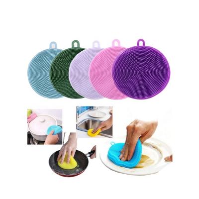 China Stocked Silicone Household Sweeps Kitchen Dish Washing Accessory Cleaning Sponge for sale