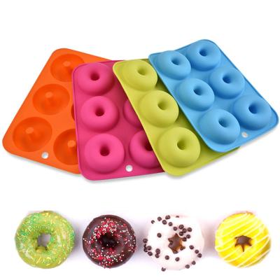 China HUAMJ Stocked in Custom 6-Cavity Stock Eco-friendly Silicone Molds Silicone Donut Mold/Non-Stick Donut Mold Cake Mold for sale