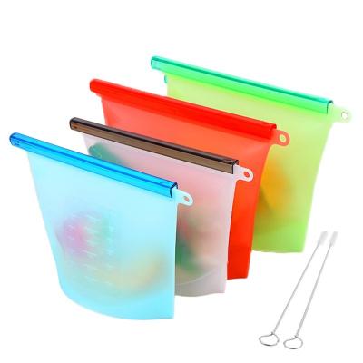 China Useful 100% Sealed Reusable Silicon Food Toddler Silicon Storage Zipper Bag Fruit Milk Freezer Fridge Freezer Family Viable Wholesale for sale