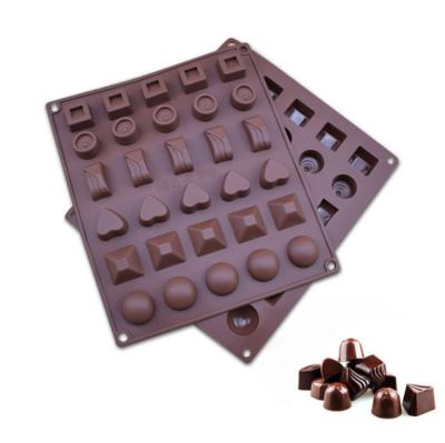 China HuaMJ Viable Wholesale Hot Shop Home Baking Dessert Molds Handmade Baking Silicone Cake Freeze 30 Holes 3D Chocolate Mold for sale