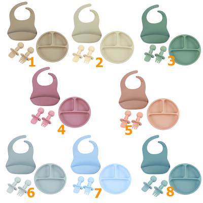 China BPA Free Wholesale Amazon Best Selling Toddler Eating Set Food Grade Silicone Safe Baby Led Weaning Training Feeding Set for sale