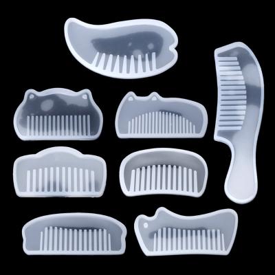 China DIY Mirror Mold Viable Handmade Transparent 3D Comb Epoxy Resin Molds UV Resin Silicone Comb Mold For DIY Jewelry Making Tools for sale