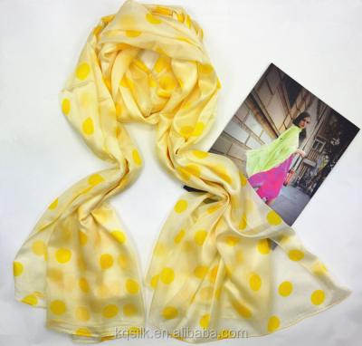 China Long 2016 new printing 100% silk long shawl main paj tarpaulin silk scarf for women with polka dots for sale