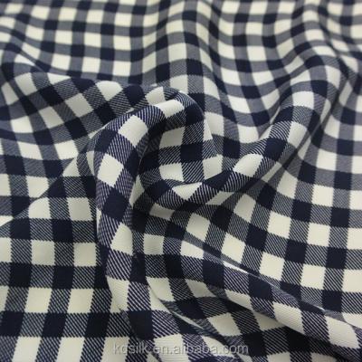 China Concise printed pure natural silk twill satin fabric with checks pattern for ties, sashes and garment for sale