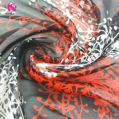 China Newly Plain Chiffon Silk Fabric For Floral Printed Black Chiffon 6mm Silk Maxi Dress Red White Abstract Silk Fabric for sale