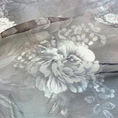 China 2016 Digital Printing 100% Pleat Pleat Georgette Fabric Pure Silk Crepe Chiffon With Flower Design for sale