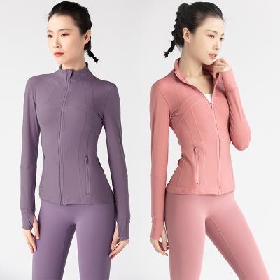 China New Women's Anti-Wrinkle Long Sleeve Patchwork Fitness Long Sleeve Zipper Sports Jacket Breathable Clothing Wholesale Running Elastic Exercise Jacket for sale