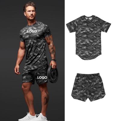 China Ropa Deportiva Antibacterial Mens Fitness Wear Shorts Custom Sleeve T-Shirt Shorts Compression Workout Mens GYM Training Short Sets for sale