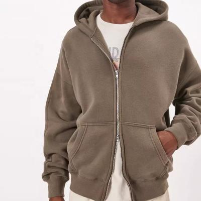 China 2022 Anti-Wrinkle Men's Vintage Oversized Blank Wash Trending 100% Cotton Solid Color Puff Print Custom Full Zip Up Hoodie for sale