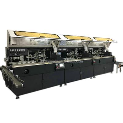 China Factory HY603UV automatic bottle screen printer, 3 color, UV printing machine, automatic equipment, high production for sale